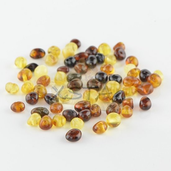 Polished mix baroque amber beads 4-6 mm